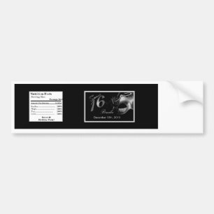 Etiket op waterflesje gezoet 16 Silver Black Bumpersticker