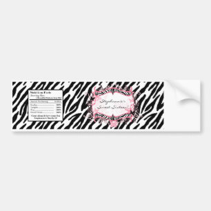Etiket op waterflesje Girly Butterfly Zebra Print Bumpersticker