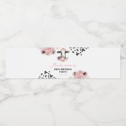 Etiket op waterflesje koe op zaterdag (Enkel label)