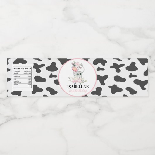 Etiket op waterflesje koe op zaterdag (Enkel label)