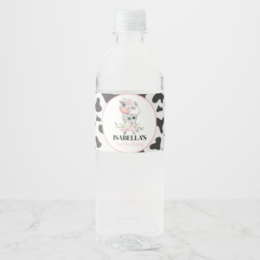 Etiket op waterflesje koe op zaterdag (Voorkant)