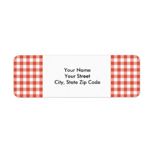 Etiket Oranje en wit Gingham Pattern-adres