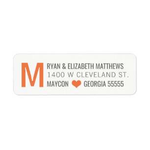 Etiket Oranje monogram aangepast retouradres