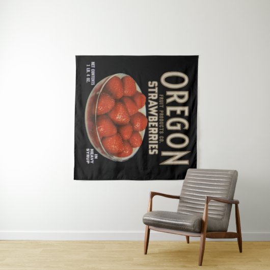 Etiket Oregon-aardbeien 1930 Wandkleed (In Situ (horizontaal))
