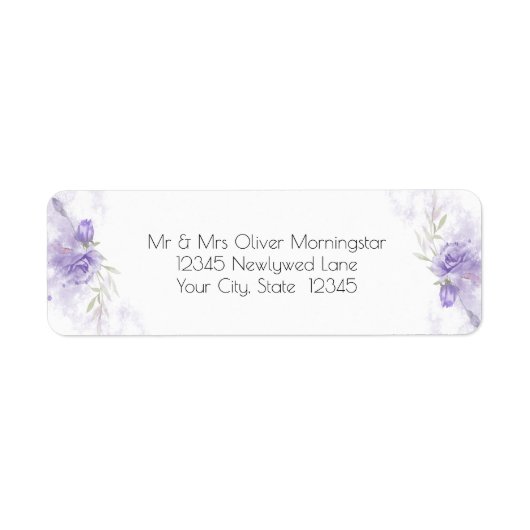 Etiket Paars Roos met bijtende Violet Floral (Voorkant)