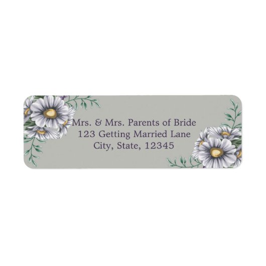 Etiket Paarse Waterverf bloemen (Voorkant)