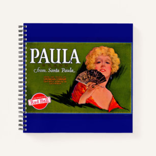 Etiket Paula uit Santa Paula uit de jaren twintig  Notitieboek