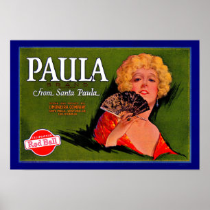 Etiket Paula uit Santa Paula uit de jaren twintig  Poster