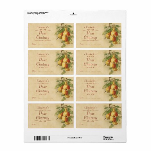 Etiket Pear Canning (Full Sheet)