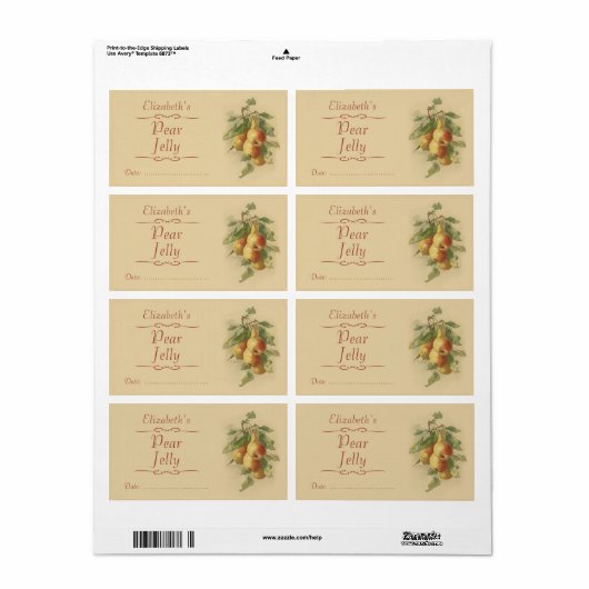 Etiket Pear Canning (Full Sheet)