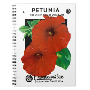 Etiket petunia-zaadverpakking notitieboek