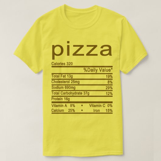 Etiket pizza Nutrition Facts T-shirt (Design voorkant)