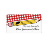 Etiket potlood & Red Gingham School Book (Voorkant)