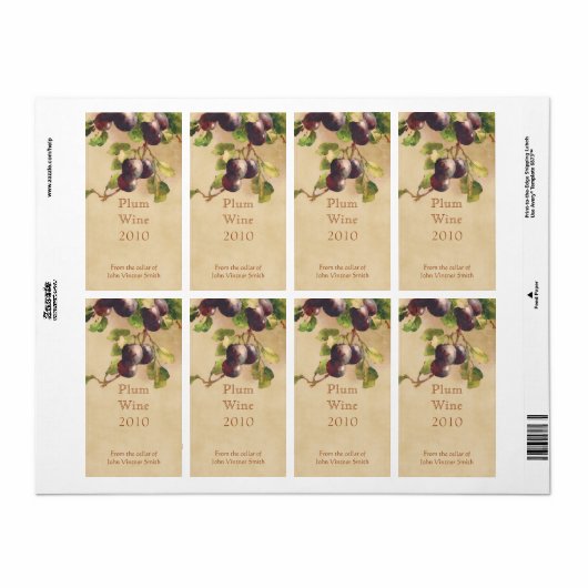Etiket pruimenfles (Full Sheet)