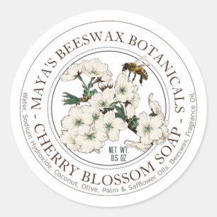 Etiket realistische bijenbijenwas, gecentreerd zee