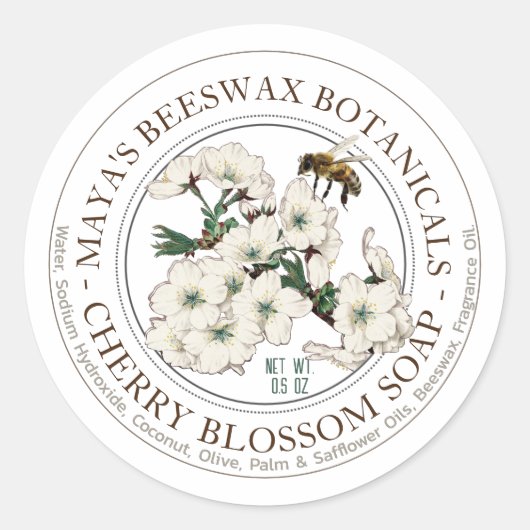 Etiket realistische bijenbijenwas, gecentreerd zee (Voorkant)