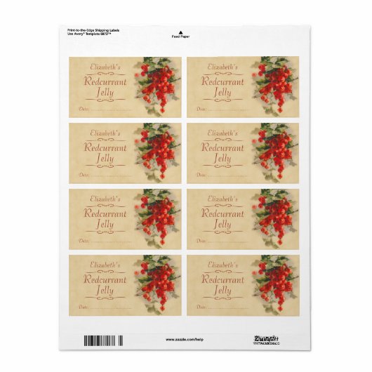 Etiket Redcurrant Canning (Full Sheet)