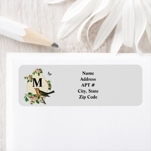 Etiket  Retro Bird Return Address Label (Insitu)