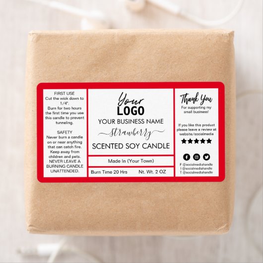 Etiket rode aardbei, gecentreerd sojakanaal (Insitu)