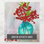 Etiket rode bessen waterverf voor kunstwijn (Enkel label)