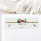 Etiket rode Boerderijen Vrachtwagen en kerstbomen (Insitu)