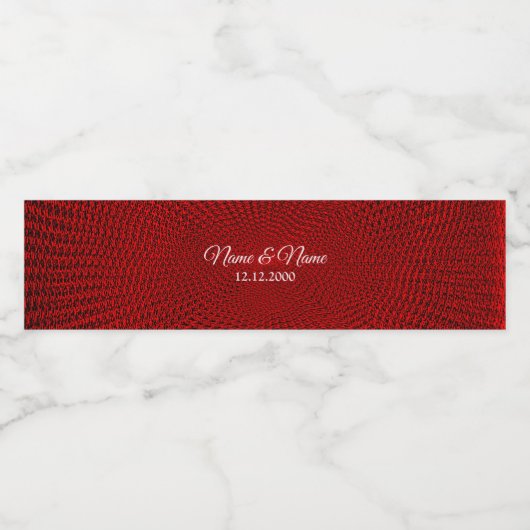 Etiket rode decoratieve waterflacon (Enkel label)