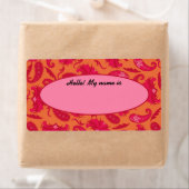 Etiket rode en Oranje Paisley-naam (Insitu)