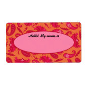 Etiket rode en Oranje Paisley-naam (Voorkant)