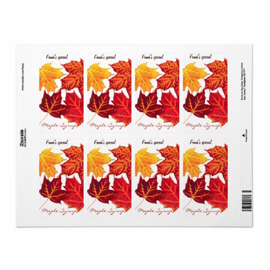 Etiket rode esdoornstroop (Full Sheet)