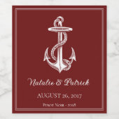 Etiket rode Nautical Anchor Weddenschap (Enkel label)