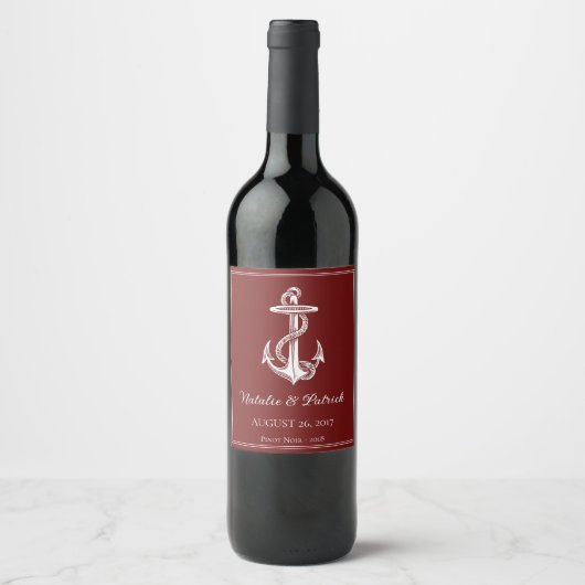 Etiket rode Nautical Anchor Weddenschap (Voorkant)