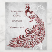 Etiket rode pacock Leaf weddenschap Wine (Enkel label)