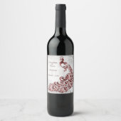 Etiket rode pacock Leaf weddenschap Wine (Voorkant)