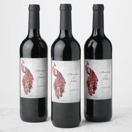 Etiket rode pacock Weddenschap (Flessen)