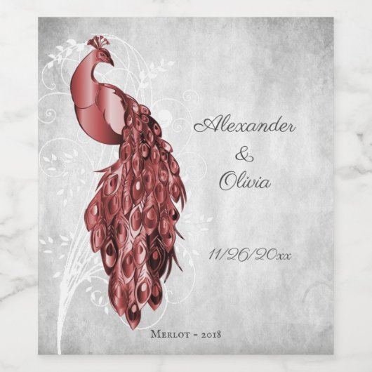 Etiket rode pacock Weddenschap (Enkel label)