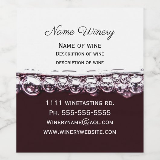 Etiket rode wijn bedrijfswijn (Enkel label)