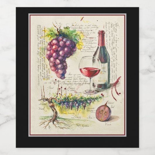 Etiket rode wijnfles (Enkel label)