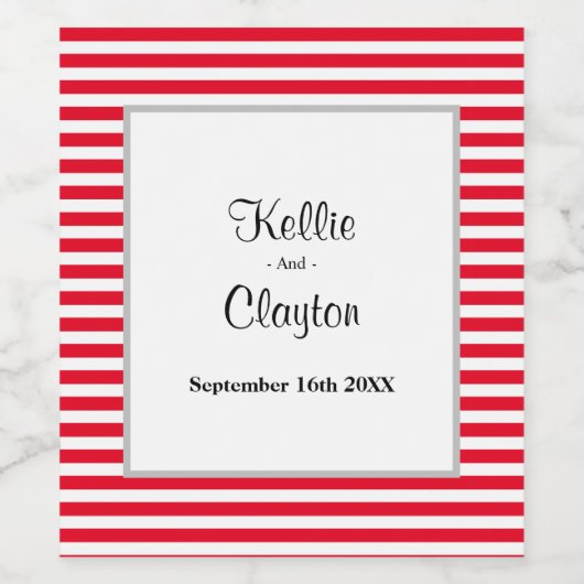 Etiket rode/witte strepen Wijn (Enkel label)