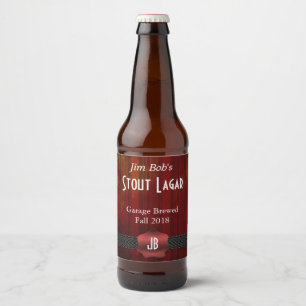 Etiket rode zegels monogramma op maat van bier