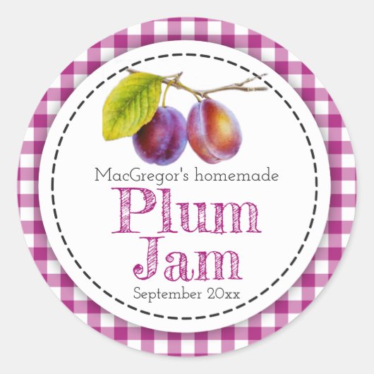 Etiket rond pruimen of jam (Voorkant)
