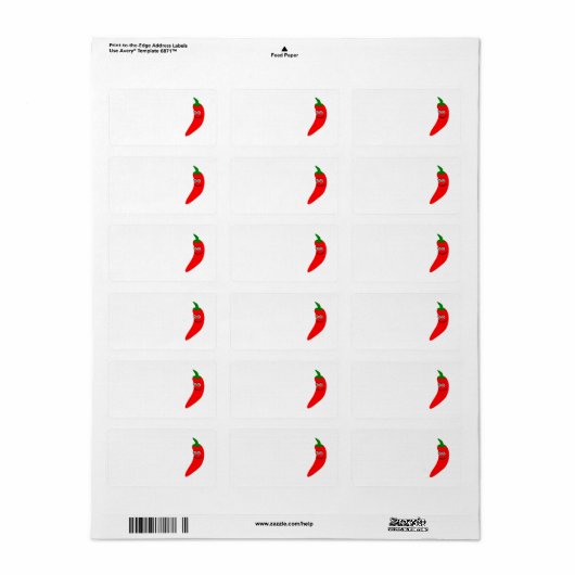 Etiket rood Chili Pepper-adres (Full Sheet)