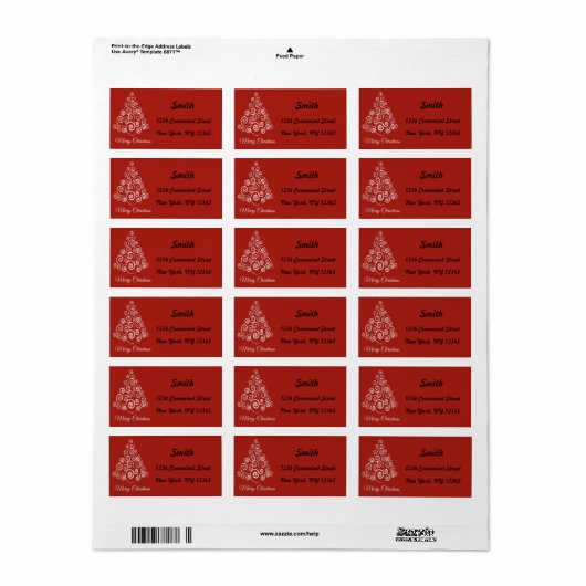Etiket rood en wit kerstcadeauadres (Full Sheet)
