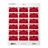 Etiket rood en wit Snowflake, aanpasbaar (Full Sheet)