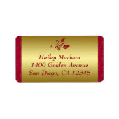 Etiket rood, gouden Floral (Voorkant)