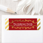 Etiket rood & gouden kerstfeestdag