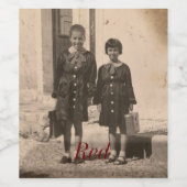 Etiket  rood met foto (Enkel label)