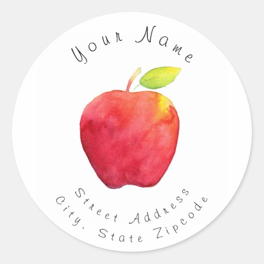 Etiket rood Waterverf Apple-adres (Voorkant)