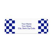 Etiket Royal Blue en White Checkered Pattern (Voorkant)