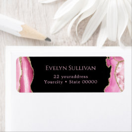 Etiket roze en goudkleurige retournering