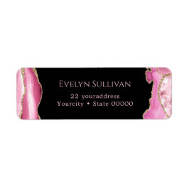 Etiket roze en goudkleurige retournering